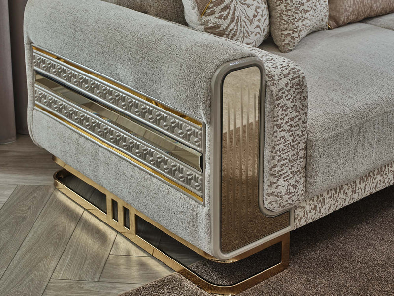 Delux 3-pieces (Sofa & Loveseat & Chair) Livingroom Set Cream in Cream - 101-DEL-DEL01-321