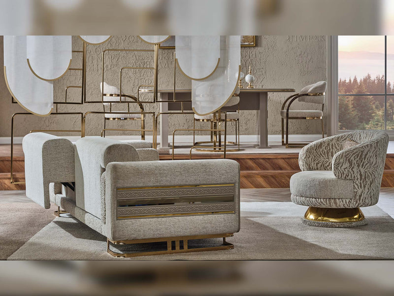 Delux 3-pieces (Sofa & Loveseat & Chair) Livingroom Set Cream in Cream - 101-DEL-DEL01-321