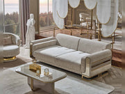 Delux 3-pieces (Sofa & Loveseat & Chair) Livingroom Set Cream in Cream - 101-DEL-DEL01-321