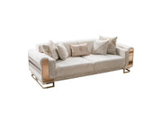 Delux 3-pieces (Sofa & Loveseat & Chair) Livingroom Set Cream in Cream - 101-DEL-DEL01-321