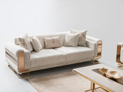 Delux 3-pieces (Sofa & Loveseat & Chair) Livingroom Set Cream in Cream - 101-DEL-DEL01-321
