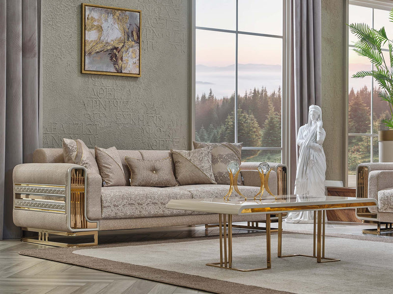 Delux Convertible Loveseat Cream in Cream - 101-DEL-DEL01-2