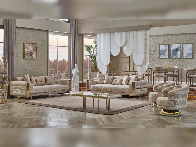 Delux Convertible Loveseat Cream in Cream - 101-DEL-DEL01-3