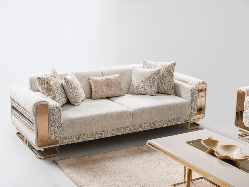 Delux Convertible Loveseat Cream in Cream - 101-DEL-DEL01-3