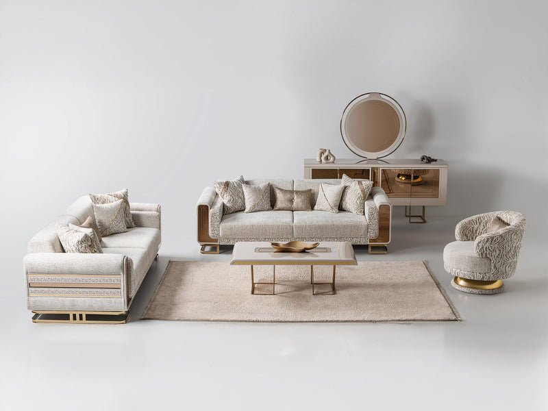 Delux Convertible Loveseat Cream in Cream - 101-DEL-DEL01-3