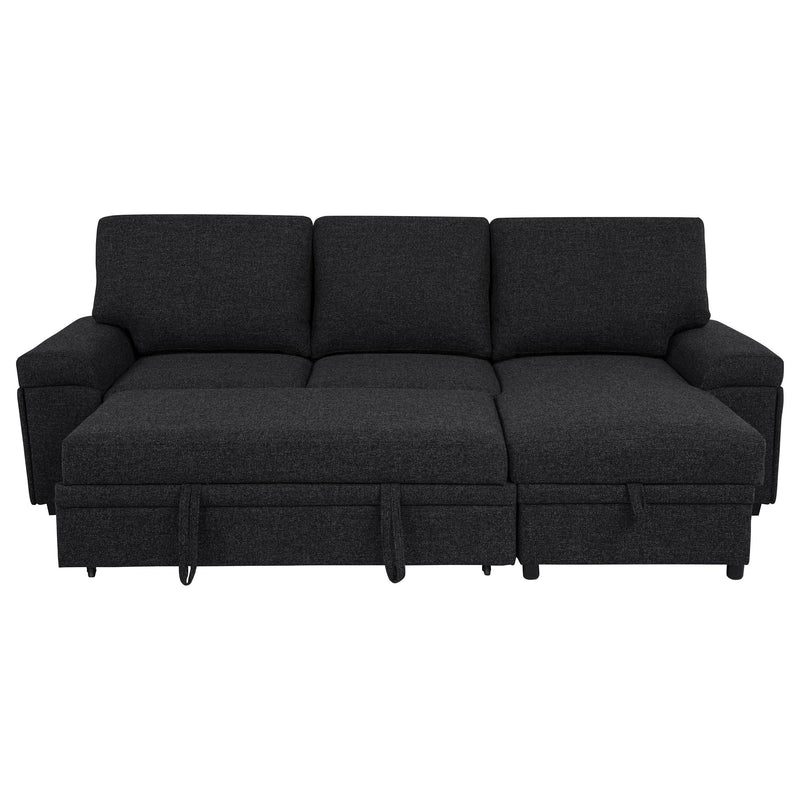 Demko Sleeper Sectional Sofa with Speaker and Storage Chaise Black - 500357
