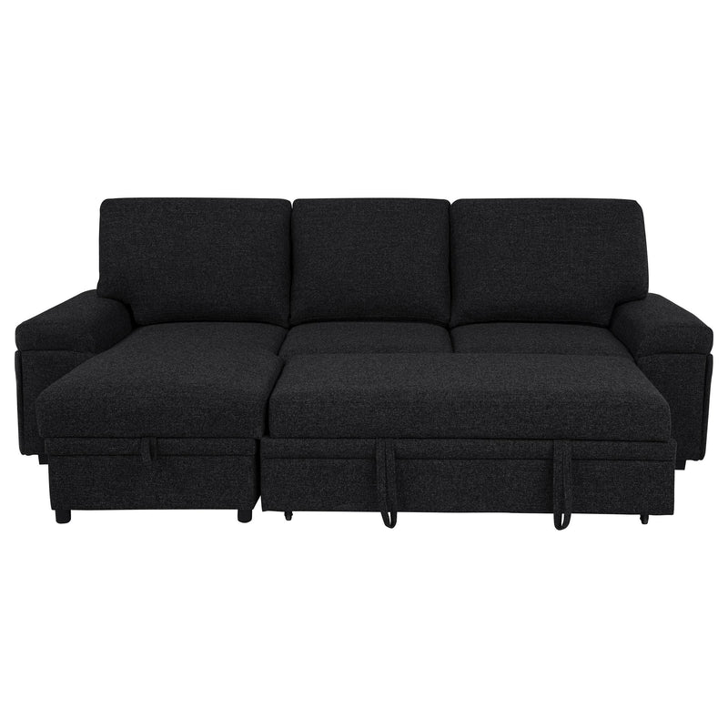 Demko Sleeper Sectional Sofa with Speaker and Storage Chaise Black - 500357