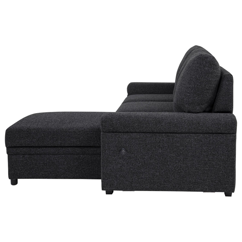 Demko Sleeper Sectional Sofa with Speaker and Storage Chaise Black - 500357
