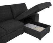 Demko Sleeper Sectional Sofa with Speaker and Storage Chaise Black - 500357