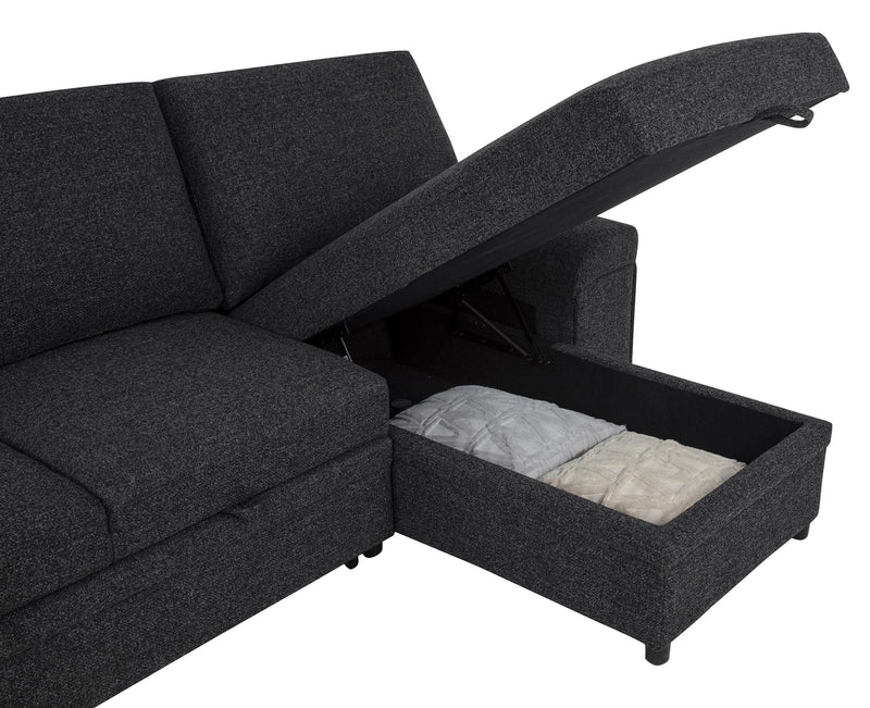 Demko Sleeper Sectional Sofa with Speaker and Storage Chaise Black - 500357