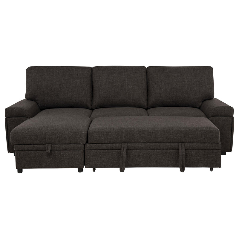 Demko Sleeper Sectional Sofa with Speaker and Storage Chaise Brown - 500356