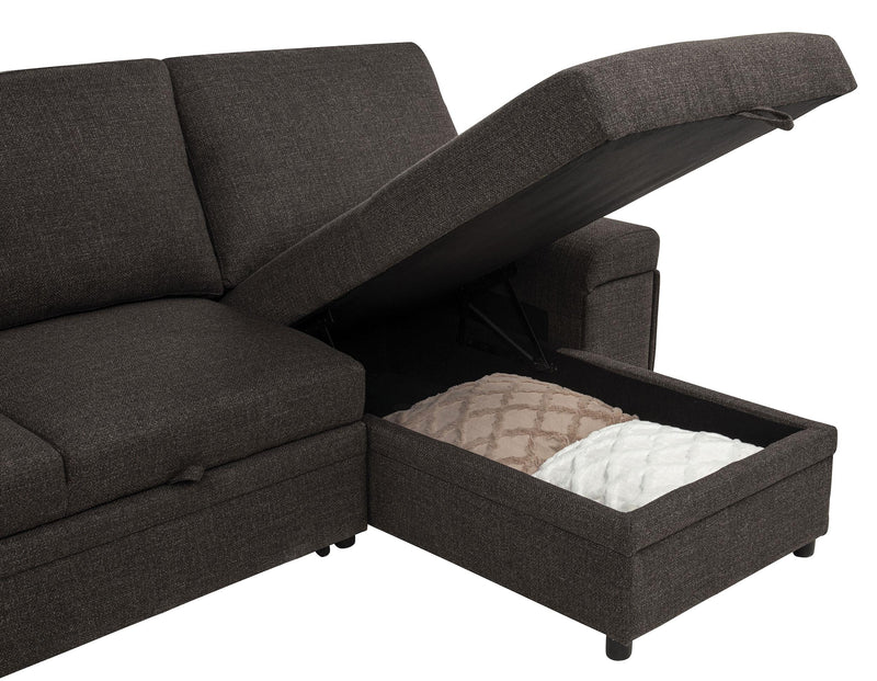 Demko Sleeper Sectional Sofa with Speaker and Storage Chaise Brown - 500356