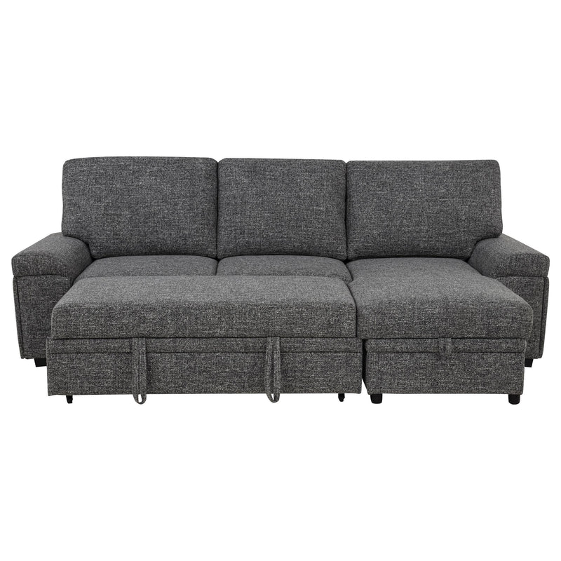 Demko Sleeper Sectional Sofa with Speaker and Storage Chaise Granite - 500355