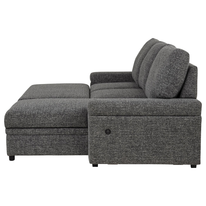 Demko Sleeper Sectional Sofa with Speaker and Storage Chaise Granite - 500355