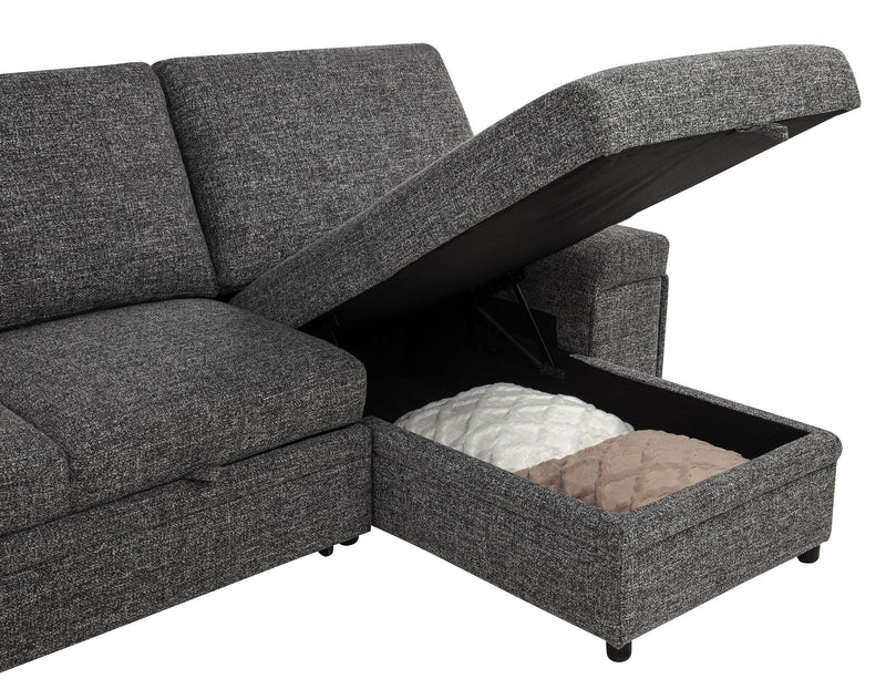 Demko Sleeper Sectional Sofa with Speaker and Storage Chaise Granite - 500355
