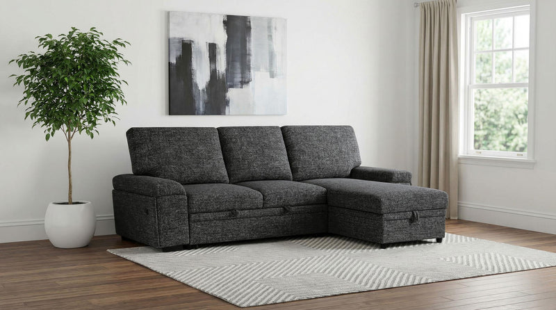 Demko Sleeper Sectional Sofa with Speaker and Storage Chaise Granite - 500355