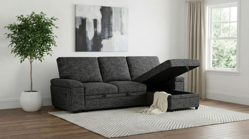 Demko Sleeper Sectional Sofa with Speaker and Storage Chaise Granite - 500355