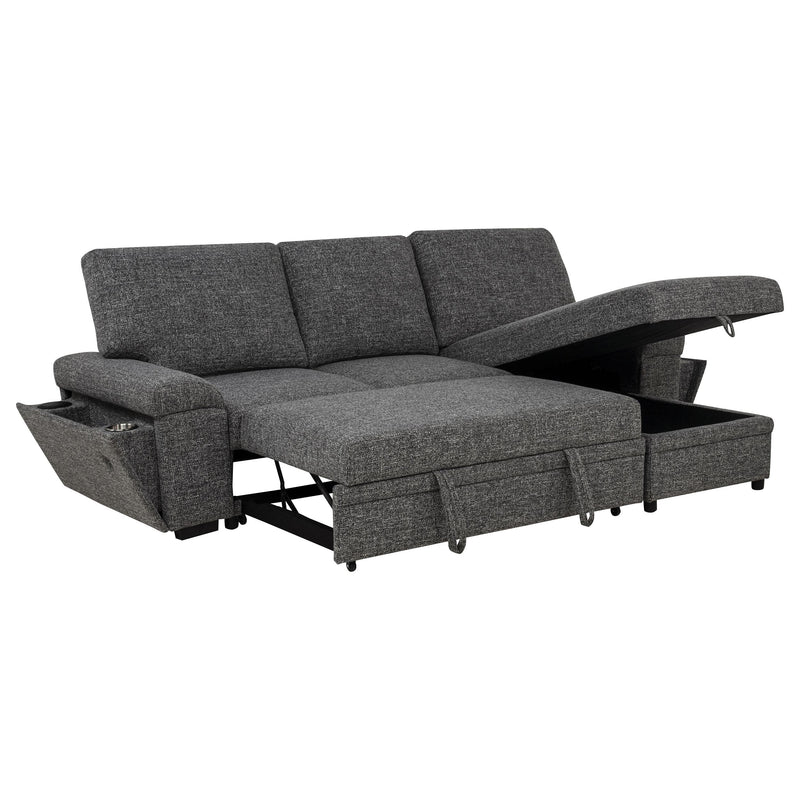 Demko Sleeper Sectional Sofa with Speaker and Storage Chaise Granite - 500355
