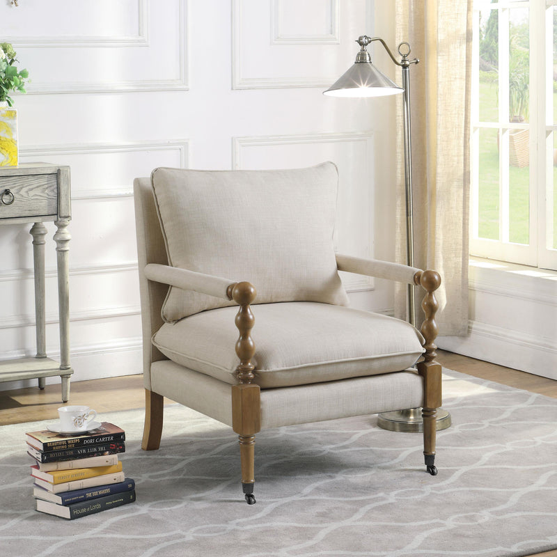 Dempsy Upholstered Accent Chair with Casters Beige - 903058