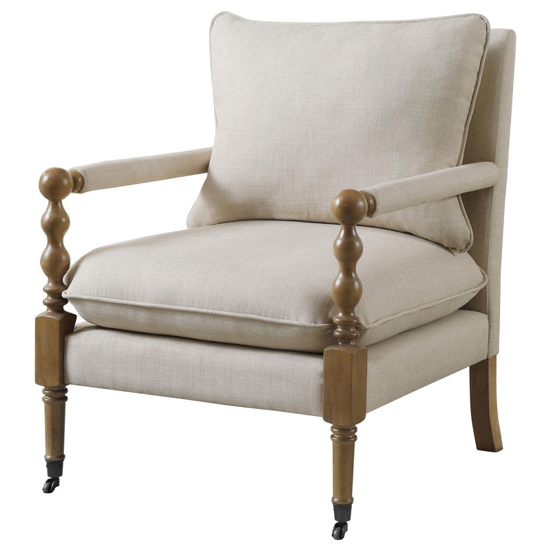 Dempsy Upholstered Accent Chair with Casters Beige - 903058