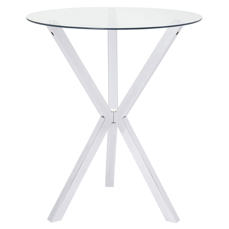 Denali Round 35-inch Glass Top Bistro Bar Table Chrome - 100186