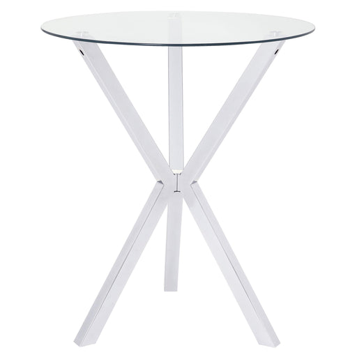 Denali Round 35-inch Glass Top Bistro Bar Table Chrome - 100186