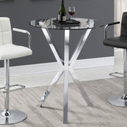Denali Round 35-inch Glass Top Bistro Bar Table Chrome - 100186