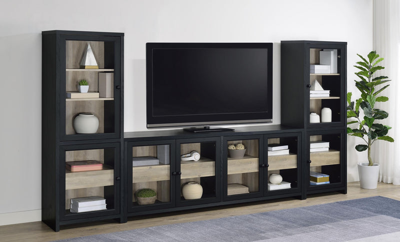 Denison 67-inch 2-door Media Tower Storage Cabinet Black - 720224