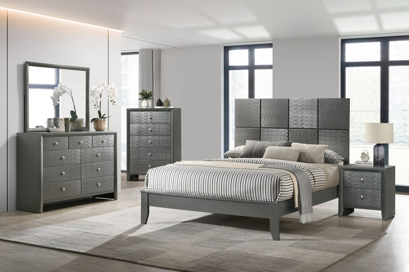 Denker Gunmetal King Panel Bed - Gate FurnitureKing Bed