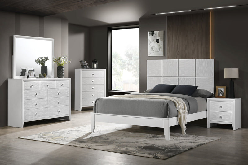 Denker White Queen Panel Bed - Gate FurnitureQueen Bed
