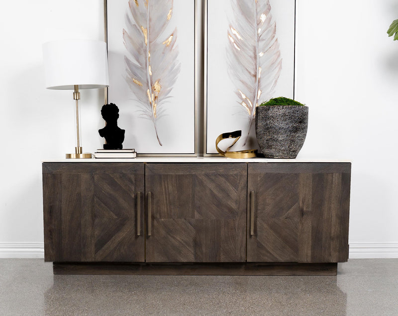 Dennis 3-door Marble Top Sideboard Buffet Tobacco Grey - 190655