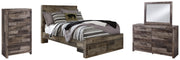Derekson Full Panel Bed with 2 Storage Drawers with Mirrored Dresser and Chest in Multi Gray from Ashley - Luna Furniture
