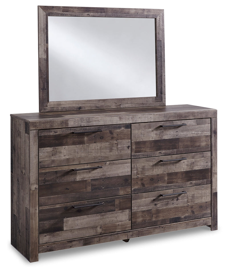 Derekson Full Panel Bed with Mirrored Dresser and 2 Nightstands in Multi Gray - PKG003430