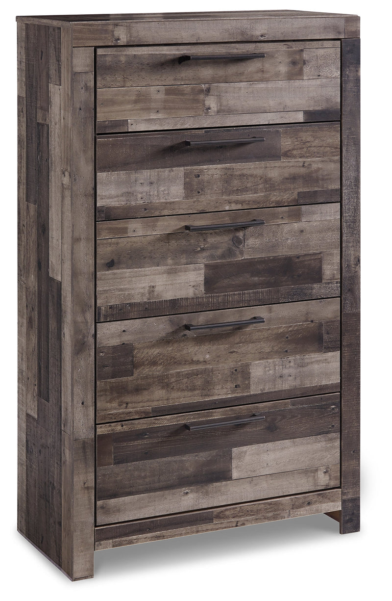 Derekson Full Panel Bed with Mirrored Dresser and Chest in Multi Gray - PKG003470