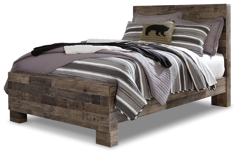 Derekson Full Panel Bed with Mirrored Dresser, Chest and Nightstand in Multi Gray - PKG003510