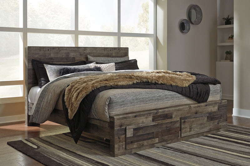 Derekson Gray King Footboard Storage Platform Bed | B200 - Gate FurnitureKing Bed