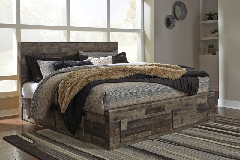 Derekson Gray King Storage Platform Bed | B200 - Gate FurnitureKing Bed