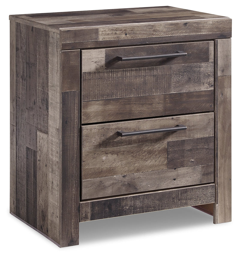 Derekson King Panel Bed with Mirrored Dresser and 2 Nightstands in Multi Gray - PKG003394