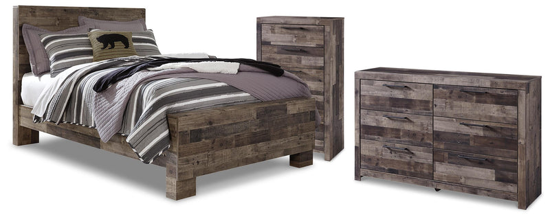 Derekson Multi Gray Full Panel Bed, Dresser and Chest - B200B77