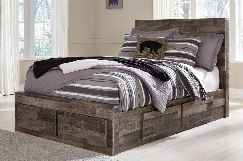 Derekson Multi Gray Full Panel Bed with 6 Storage Drawers - Gate FurnitureFull Bed