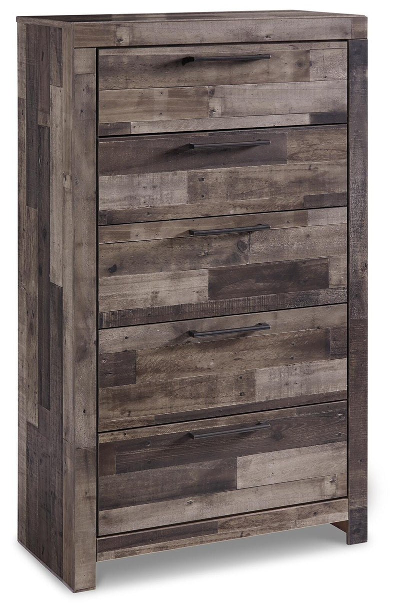 Derekson Multi Gray Full Panel Headboard, Chest and Nightstand - B200B60