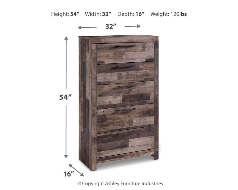 Derekson Multi Gray Full Panel Headboard, Chest and Nightstand - B200B60