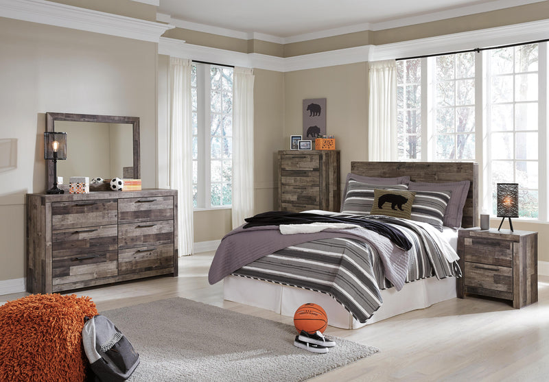 Derekson Multi Gray Full Panel Headboard, Chest and Nightstand - B200B60