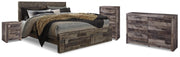 Derekson Multi Gray King Panel Bed, Dresser, Chest and Nightstand - B200B81