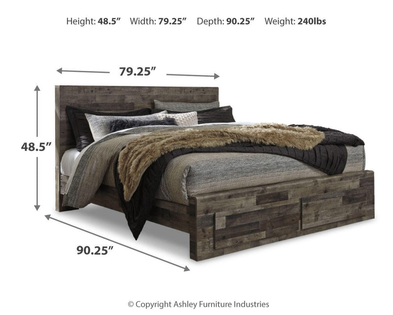 Derekson Multi Gray King Panel Bed, Dresser, Chest and Nightstand - B200B81