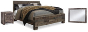Derekson Multi Gray King Panel Bed, Mirror and Nightstand - B200B62