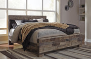 Derekson Multi Gray King Panel Bed, Mirror and Nightstand - B200B62
