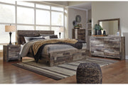 Derekson Multi Gray King Panel Bed with 2 Storage Drawers - Gate FurnitureKing Bed