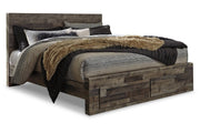 Derekson Multi Gray King Panel Bed with 2 Storage Drawers - Gate FurnitureKing Bed