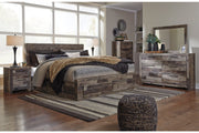 Derekson Multi Gray King Panel Bed with 4 Storage Drawers - Gate FurnitureKing Bed